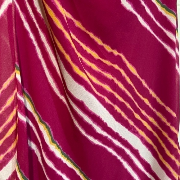 Lauren Ralph Lauren Women's Georgette Dress 12 Pink Striped One-Shoulder Wedding - Picture 4 of 10